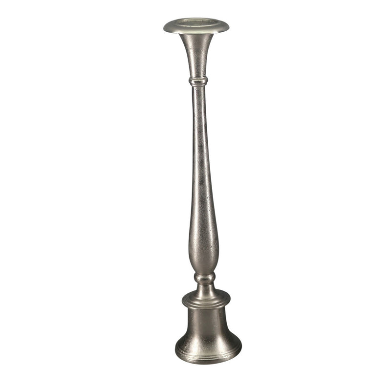 Tall Pillar Holder - Round Base Large (Aluminium Silver)