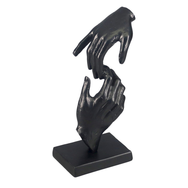 Sculpture On Black Base - Hands (Aluminium Black)