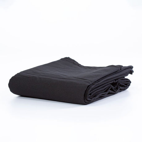 Elegant black round tablecloth, 180cm, crafted from stain-resistant polyester, ideal for any dining occasion.