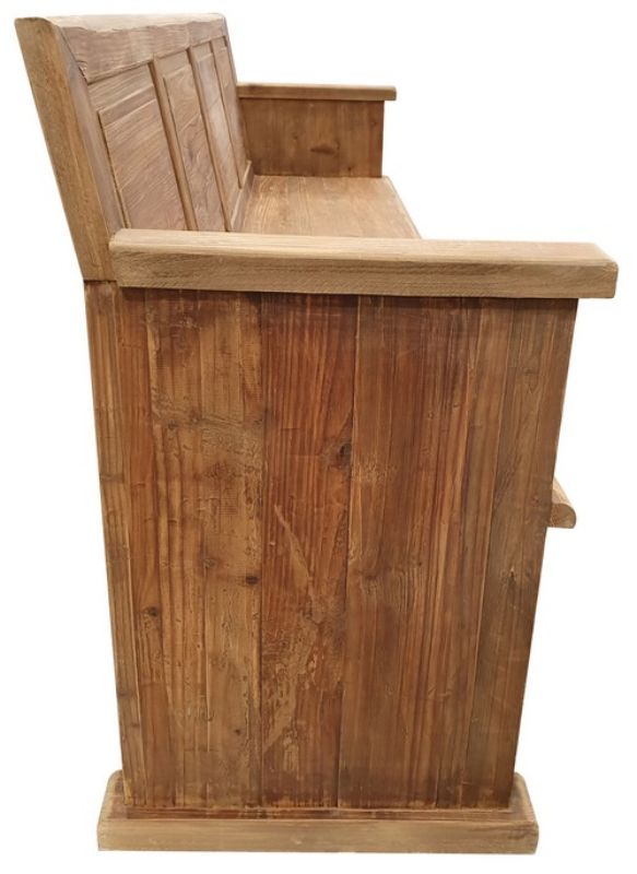 Rustic Old Pine Church Pew in earthy tones, perfect for unique seating and adding character to any living space.