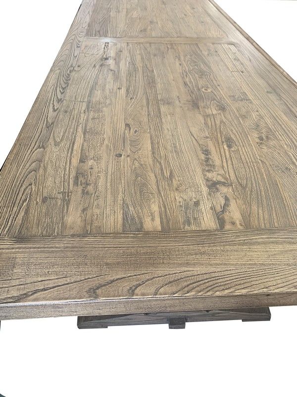 Dining Table - Reclaimed Oak W/White Double Ped Base (3m)