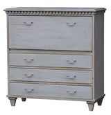 Vintage Swedish Secretary Chest in old pine with multi-drawer design, enhancing home decor and providing ample storage.