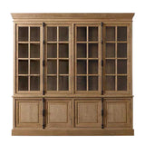 Elegant oak double-section cabinet with glass, providing ample storage for living rooms or offices in natural finish.