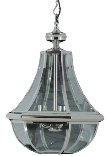 Elegant nickel-plated glass pendant light with Art Deco design, ideal for enhancing entryways and living spaces.