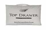 Luxurious 80/20 feather-down pillow with breathable cotton cover, offering support and comfort for a restful sleep.