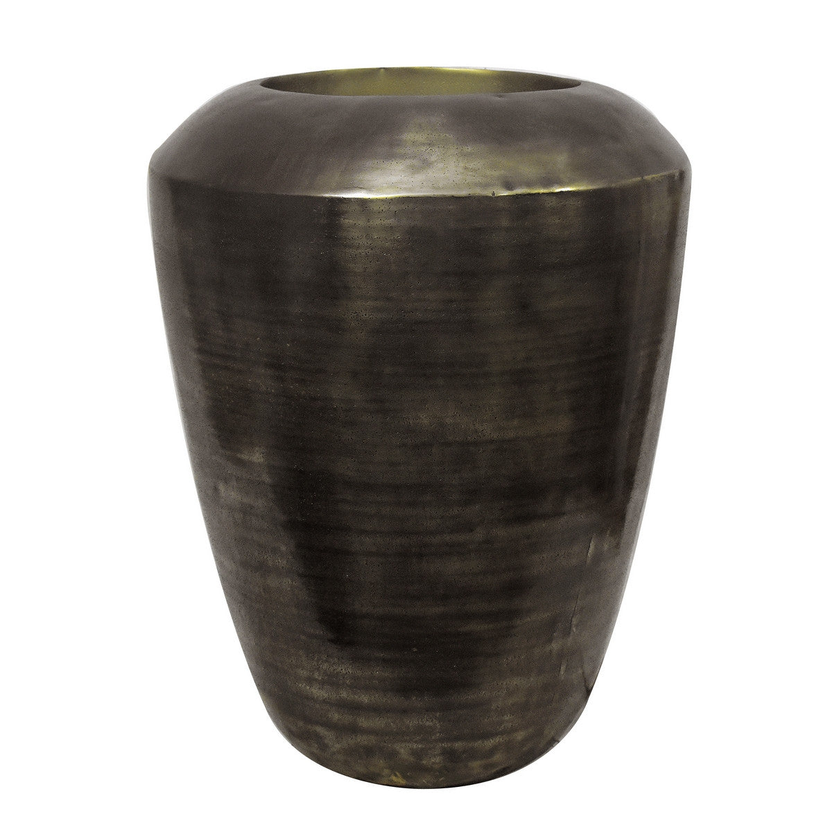 Tall antique brass vase (89cm) elegantly crafted from aluminium, perfect for showcasing flowers or as a stunning decor accent.