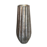 Tall decorative vase in brush antique brass, crafted from durable aluminium, perfect for floral displays or as a standalone accent.