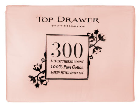 Single sheet set in blush, made of 100% pure cotton sateen for softness, elegance, and comfort. Ideal for any bedroom decor.