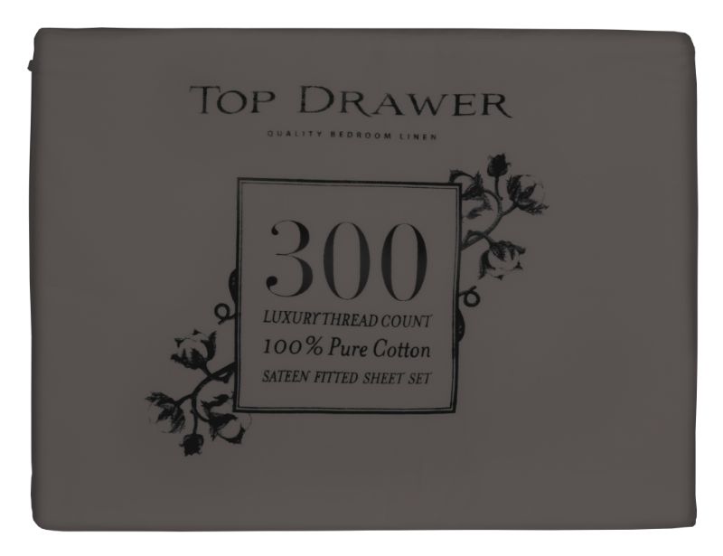 Californian King Sheet Set in Graphite, made from 100% cotton with a luxurious 300TC sateen finish for ultimate comfort.