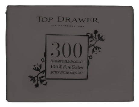 Californian King Sheet Set in Graphite, made from 100% cotton with a luxurious 300TC sateen finish for ultimate comfort.