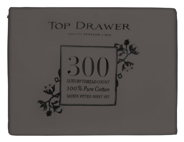 Californian King Sheet Set in Graphite, made from 100% cotton with a luxurious 300TC sateen finish for ultimate comfort.