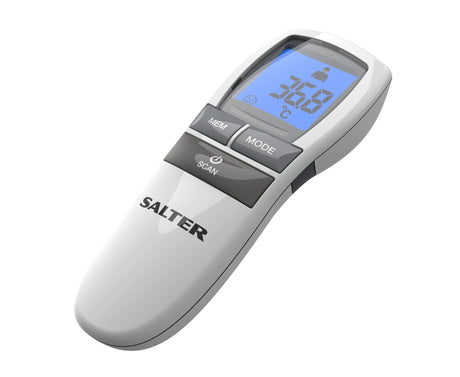 Salter No Touch Infrared Thermometer for quick, non-contact temperature readings, featuring a backlit display and fever alarm.