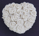 Elegant white heart-shaped boxes, set of 4, ideal for jewelry storage and romantic decor accents.
