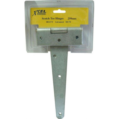 Heavy-duty 250mm T-hinge with hot-dipped galvanization and brass pin, perfect for outdoor gates and doors.