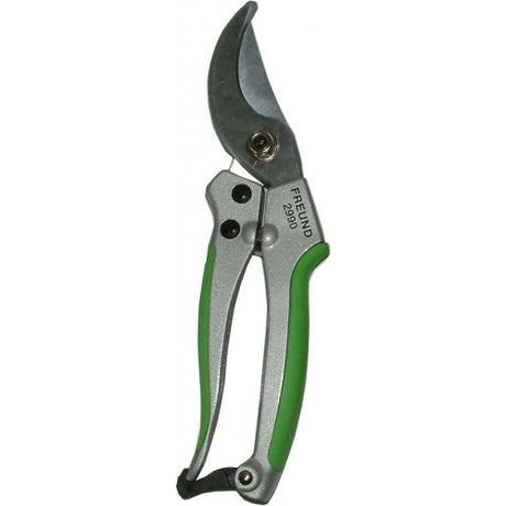 Ergonomic pruning shear with carbon steel blade, 20mm cutting capacity, and one-hand lock for efficient gardening tasks.