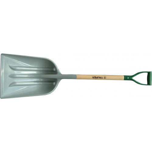 Industrial-grade shovel featuring a durable ABS scoop head and lacquered white ash handle for comfort and control.