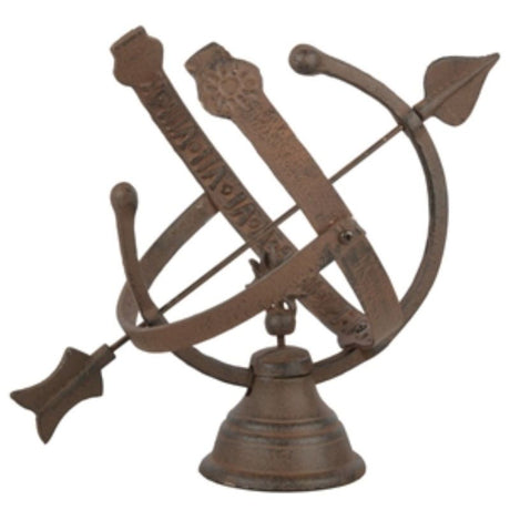 Cast iron sundial measuring 35 x 27 x 30cm, featuring hour indicators, adds elegance to any garden or patio.