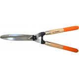 Truper Hedge Shears with Wavy Blade and Wood Handle, designed for precise trimming and comfortable use in gardening.