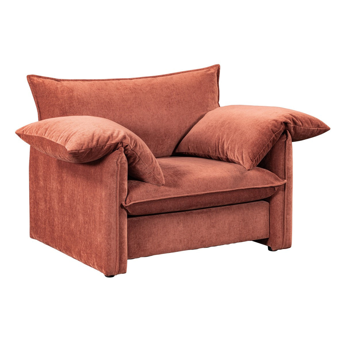 Paprika-colored Fernsby Lux Armchair featuring plush foam and feather cushioning, perfect for stylish and comfortable living spaces.