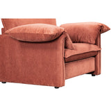 Vibrant paprika Fernsby Lux Armchair, blending modern design and comfort for stylish living spaces.