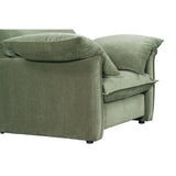 Fernsby Lux Armchair in sage green, crafted with durable materials, plush fill, and a soft feather pillow for ultimate comfort.