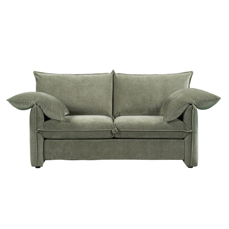 Fernsby Lux 2 Seater Sofa in Sage, 1.8m, with luxurious upholstery, feather-filled pillows, and a modern design.