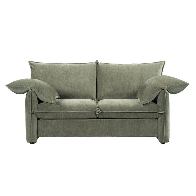 Fernsby Lux 2 Seater Sofa in Sage, 1.8m, with luxurious upholstery, feather-filled pillows, and a modern design.