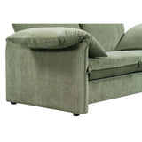 Chic Fernsby Lux 2 Seater Sofa in sage green, featuring soft upholstery, durable frame, and feather-filled pillows for comfort.