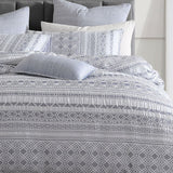 Luxurious Super King duvet cover set in Thiago Slate with geometric patterns and Moroccan motifs, includes 2 pillowcases.