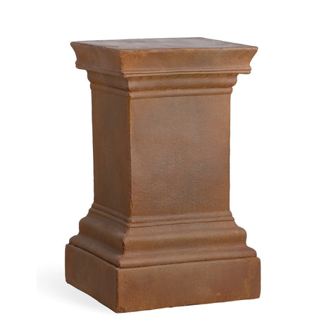 Rusty terracotta Hadrian Plinth, 58cm tall, crafted from durable fiber cement, perfect for displaying garden decor.