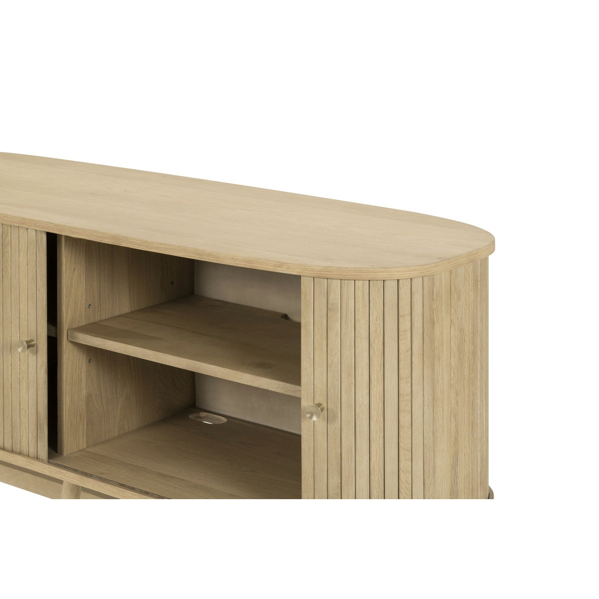 Elegant Nordic oak sideboard with sliding doors, featuring clean lines and ample storage for modern and classic interiors.