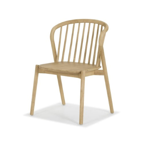 Minimalist Nordic dining chair made of durable rubberwood, featuring clean lines and ergonomic design for comfort and style.