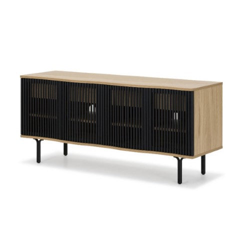 Elegant Eclipse Oak Sideboard (1.55m) featuring clean lines, rich grain, and versatile natural and black finishes.