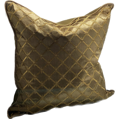 Hand-embroidered gold and brown viscose velvet cushion cover, adding elegance and sophistication to home decor.