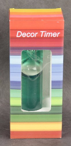 Bright green 2-minute oil-filled timer, 20cm tall, perfect for precise cooking and baking timing in any kitchen.