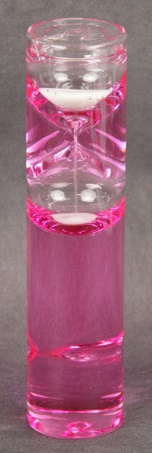 Vibrant pink 2 Min oil-filled kitchen timer, 20cm high, designed for precise cooking and baking intervals.