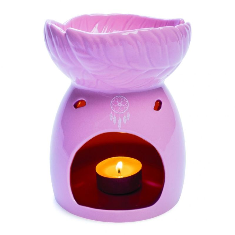 Oil Burner - Dreamcatcher (14cm) with feather bowl design and colorful dreamcatchers, perfect for fragrant oils and relaxation.