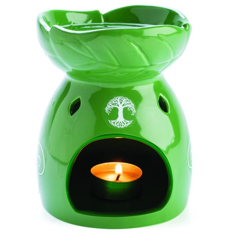 Elegant 14cm oil burner with Tree of Life design, ideal for fragrant oils and tealights, enhancing any space's ambiance.