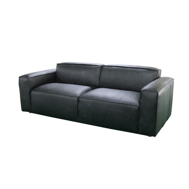 Fatboy Black Sofa in top-grain leather, 216cm x 94cm, offering luxurious comfort and sophisticated design for modern living rooms.