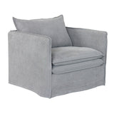 Stylish Courtenay Grey Armchair, 1m size, plush cushioning, modern design, perfect for any living space.