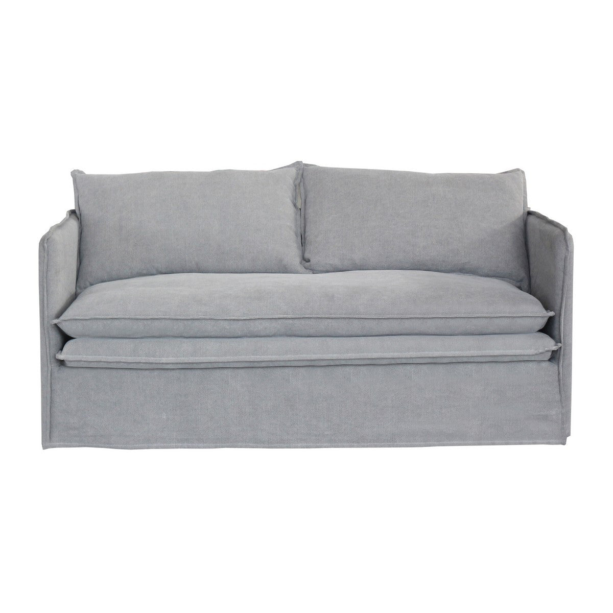 Stylish Courtenay Grey 2 seat sofa, 1.8m long, featuring plush cushions for comfort in compact living spaces.