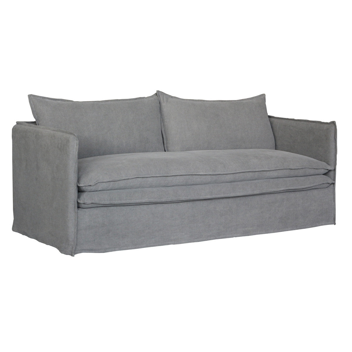 Stylish 3-seat sofa in Courtenay grey, 2.1m long, offering comfort and modern design for any living room.