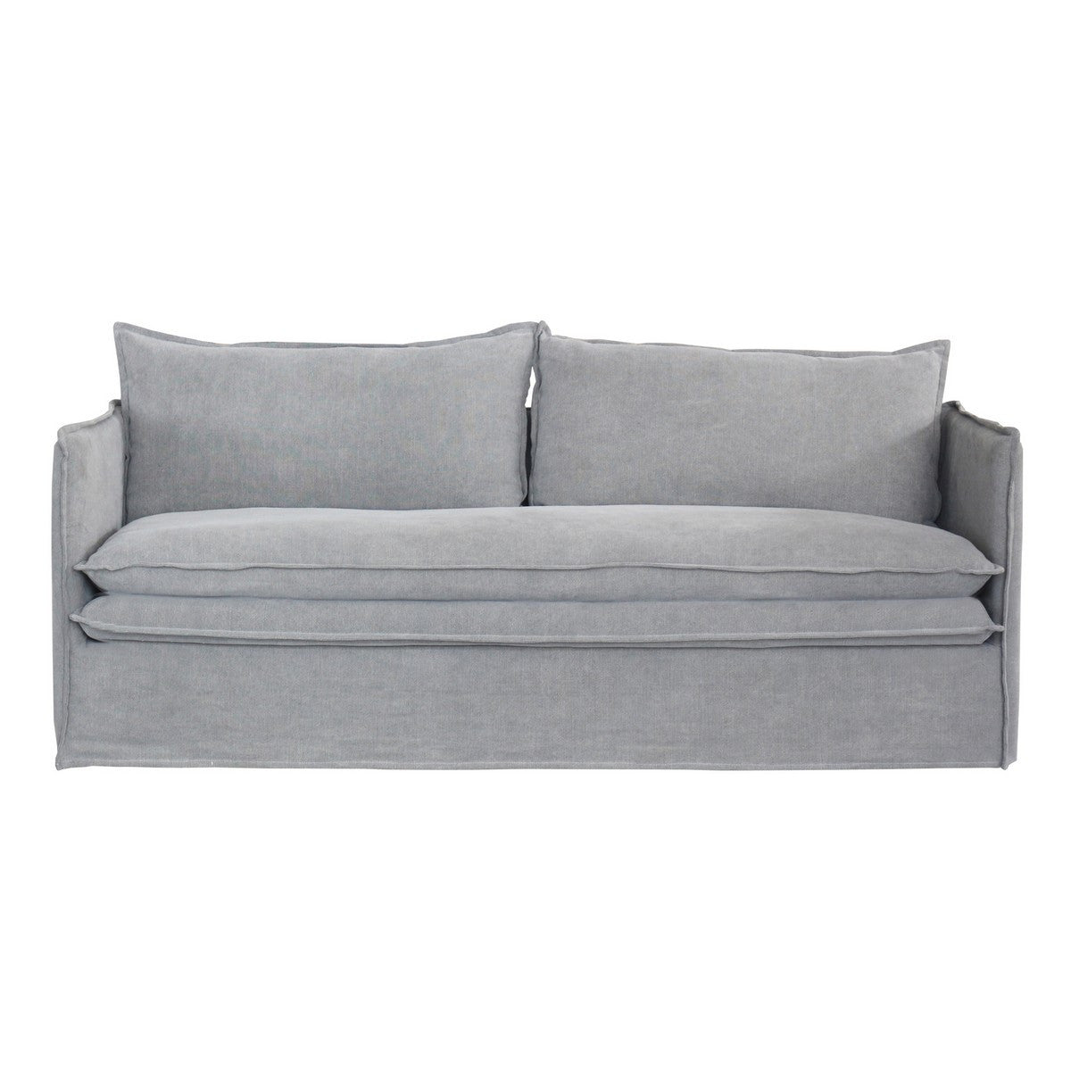 Stylish 3-seat Courtenay Grey sofa, measuring 2.1m, ideal for comfort and modern living room decor.