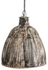 Rustic hanging lamp with a worn metal finish, warm brown tones, ideal for vintage and industrial decor, dimensions 350x350x410mm.