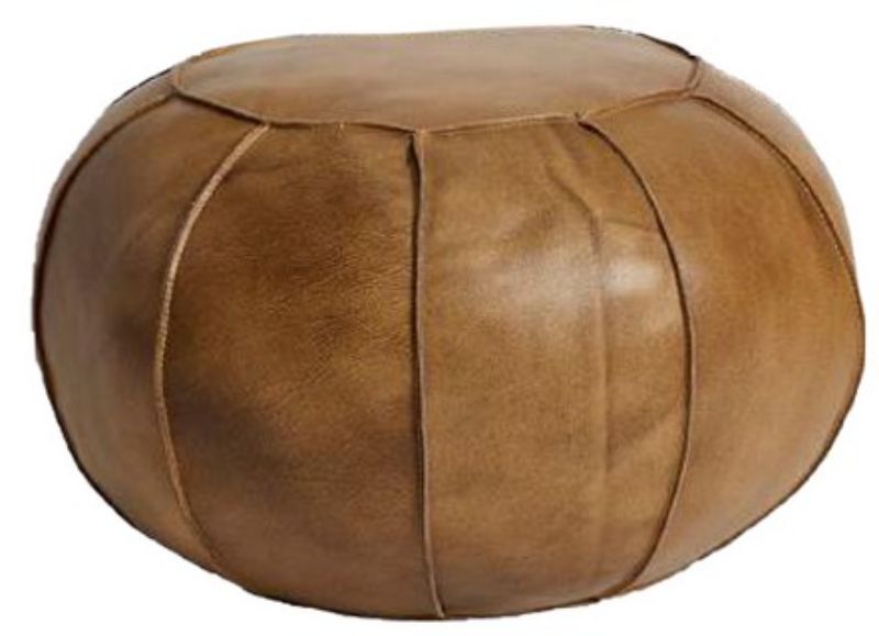 Leather Puff (60cm): Stylish leather pouf with soft foam fill, perfect for comfort and enhancing rustic or contemporary decor.