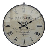 Elegant white wall clock (60cm) blending metal and glass, perfect for adding French style to any kitchen or living space.