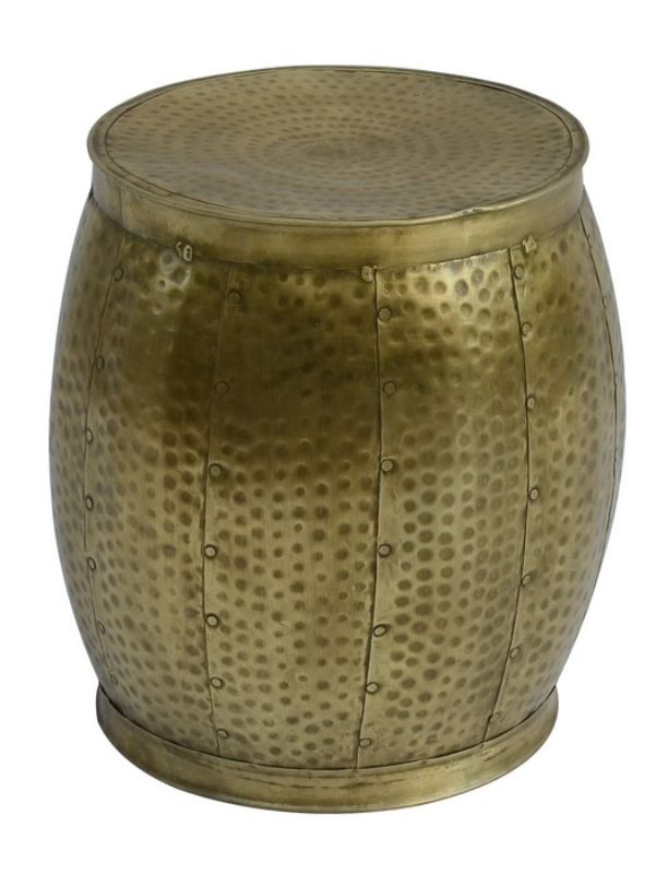 Elegant small brass stool (36cm) blends post-modern design with timeless warmth, perfect for versatile home decor.