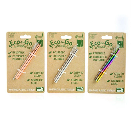 Set of 24 extendable stainless steel straws in assorted colors, designed for eco-friendly and stylish sipping.