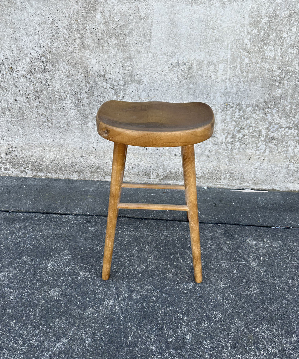 Walnut tractor stool with a 65cm height, featuring a rustic design and premium toon wood construction for durability and style.