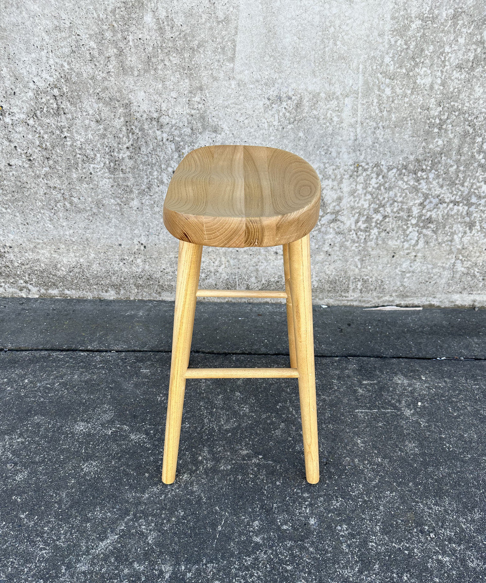 Natural Tractor Stool in Toon wood, 65cm height, combines rustic charm with durable design for stylish seating.